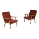 Paire de fauteuils ( TON)  Thonet par Antonin Suman , motif orange