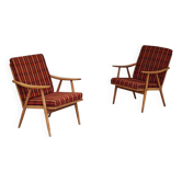 Pair of armchairs (TON) Thonet by Antonin Suman, orange pattern