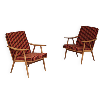 Pair of armchairs (TON) Thonet by Antonin Suman, orange pattern
