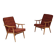 Paire de fauteuils ( TON)  Thonet par Antonin Suman , motif orange