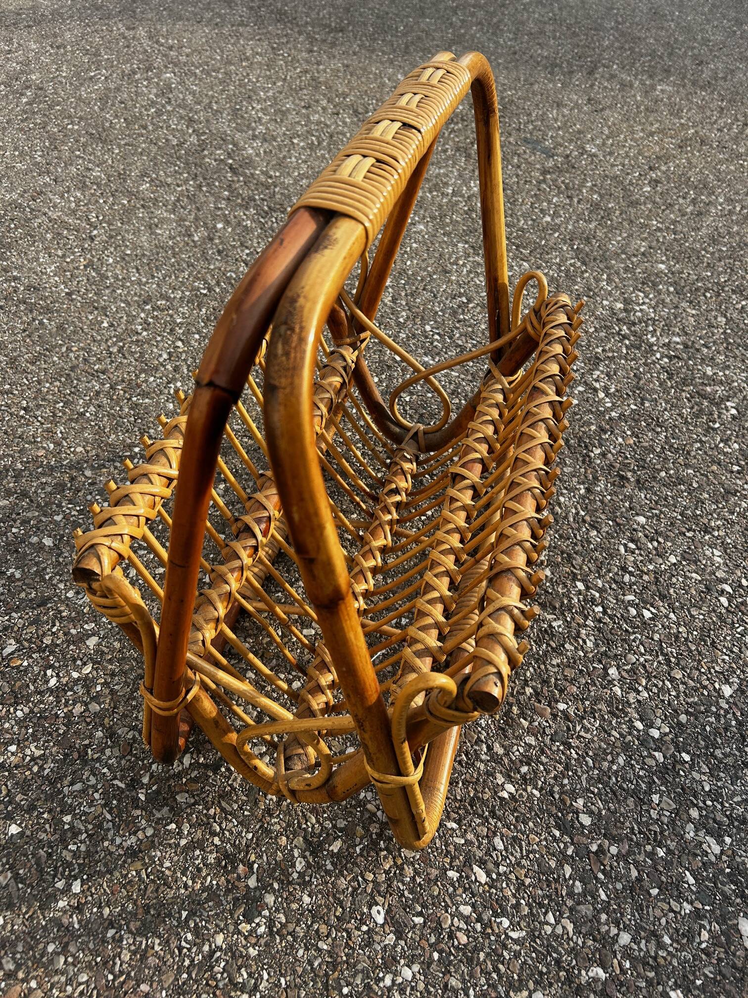 vintage rattan magazine rack