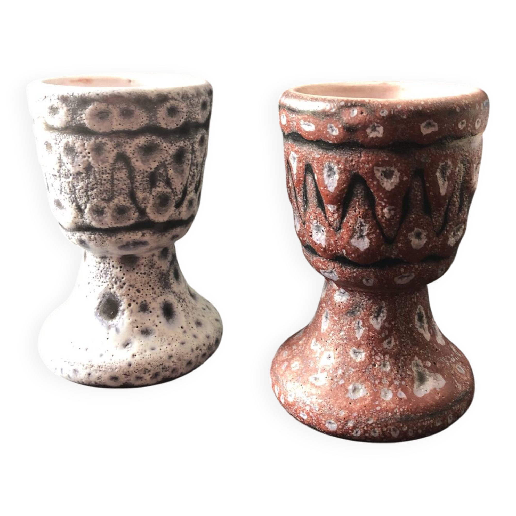 Pair of ceramic egg cups by Jean Austruy