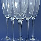 Suite of six crystal champagne flutes