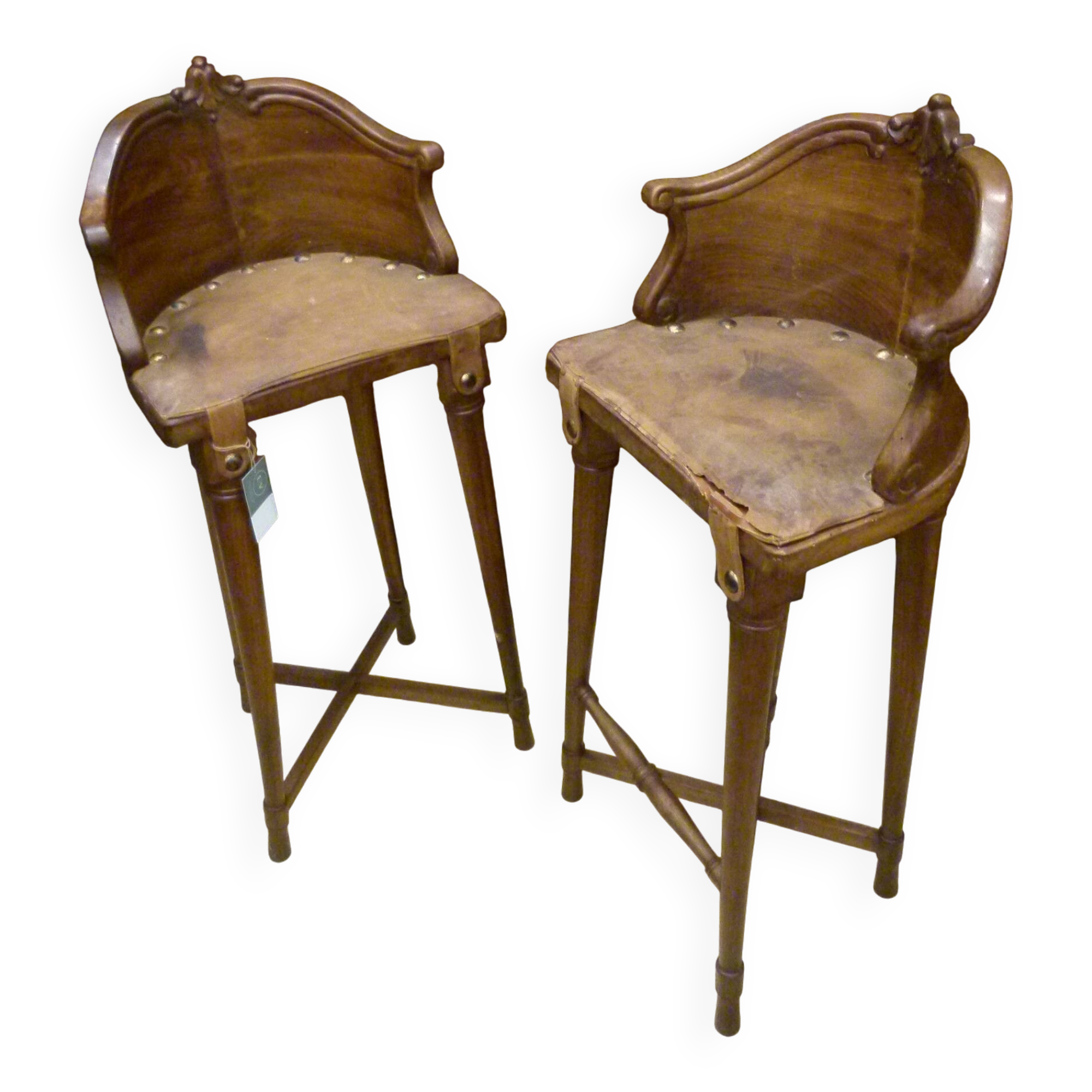 Pair of Gaudí-style stools
