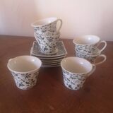 Black and white cups with plates