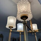 Lustre en laiton et verre 1970