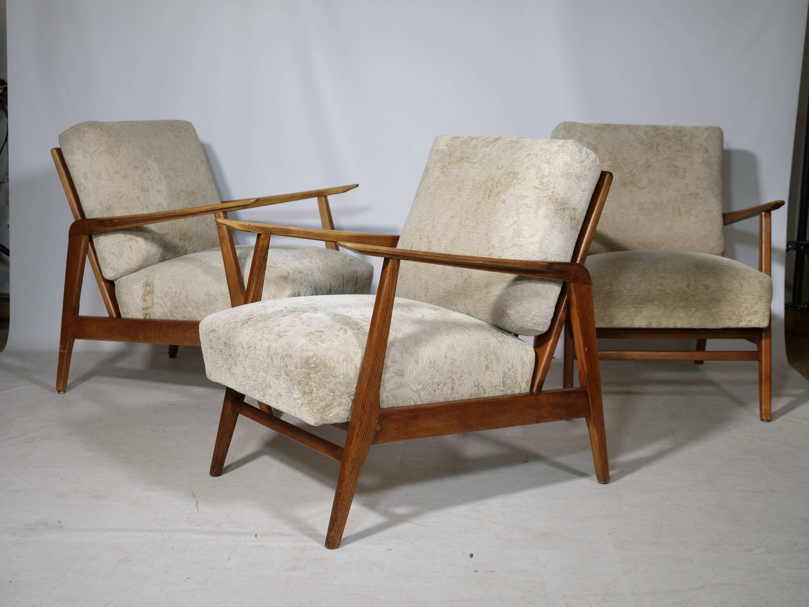 Chaises de salon en teck scandinaves des années 60, ensemble de 3.