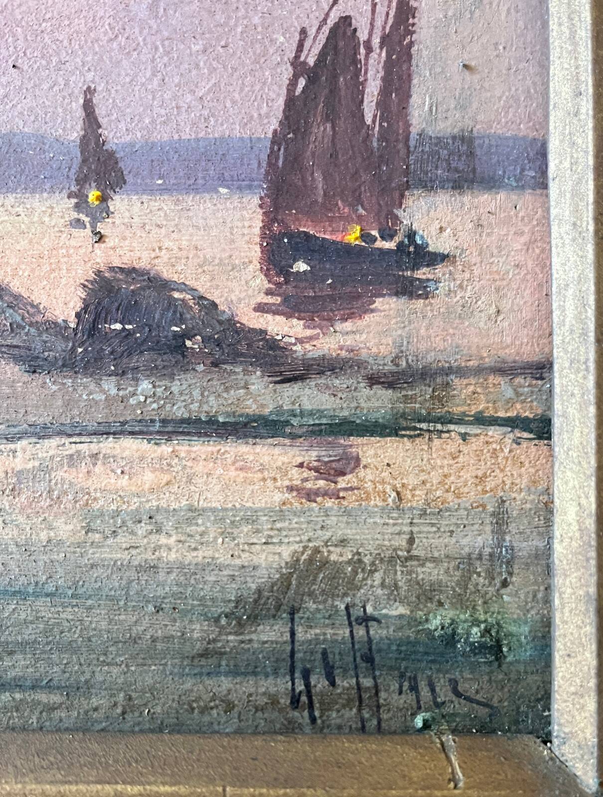 Emile gauffriaud (1877-1957) painting hsp seaside with sailing boats