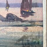 Emile gauffriaud (1877-1957) painting hsp seaside with sailing boats