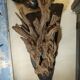 Natural wood sculptural coat rack