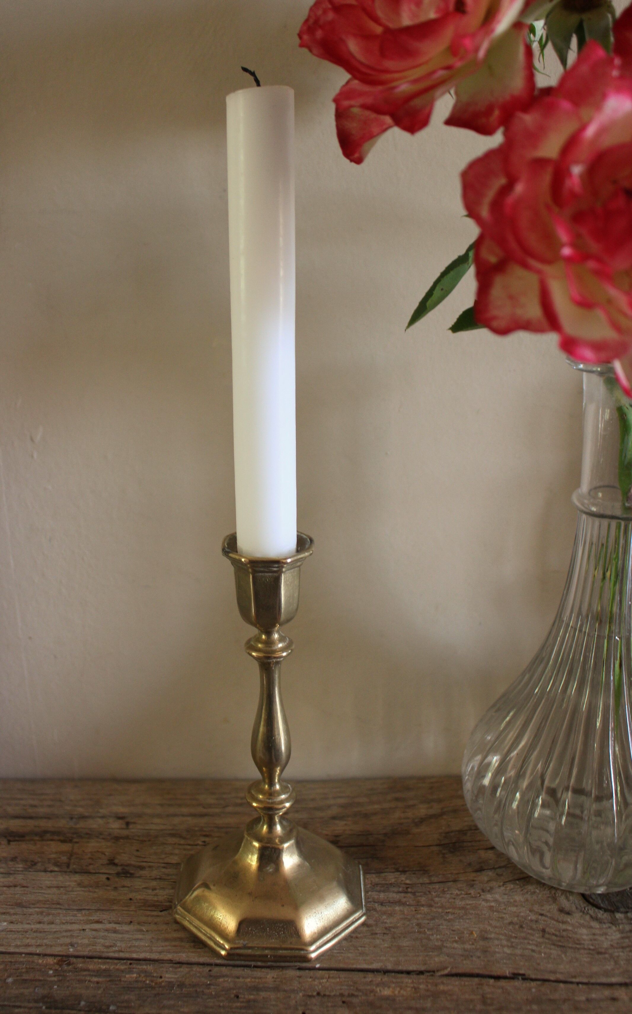 Candle holder Small brass torch octagonal base