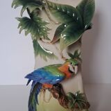 Vase au perroquet en porcelaine Franz