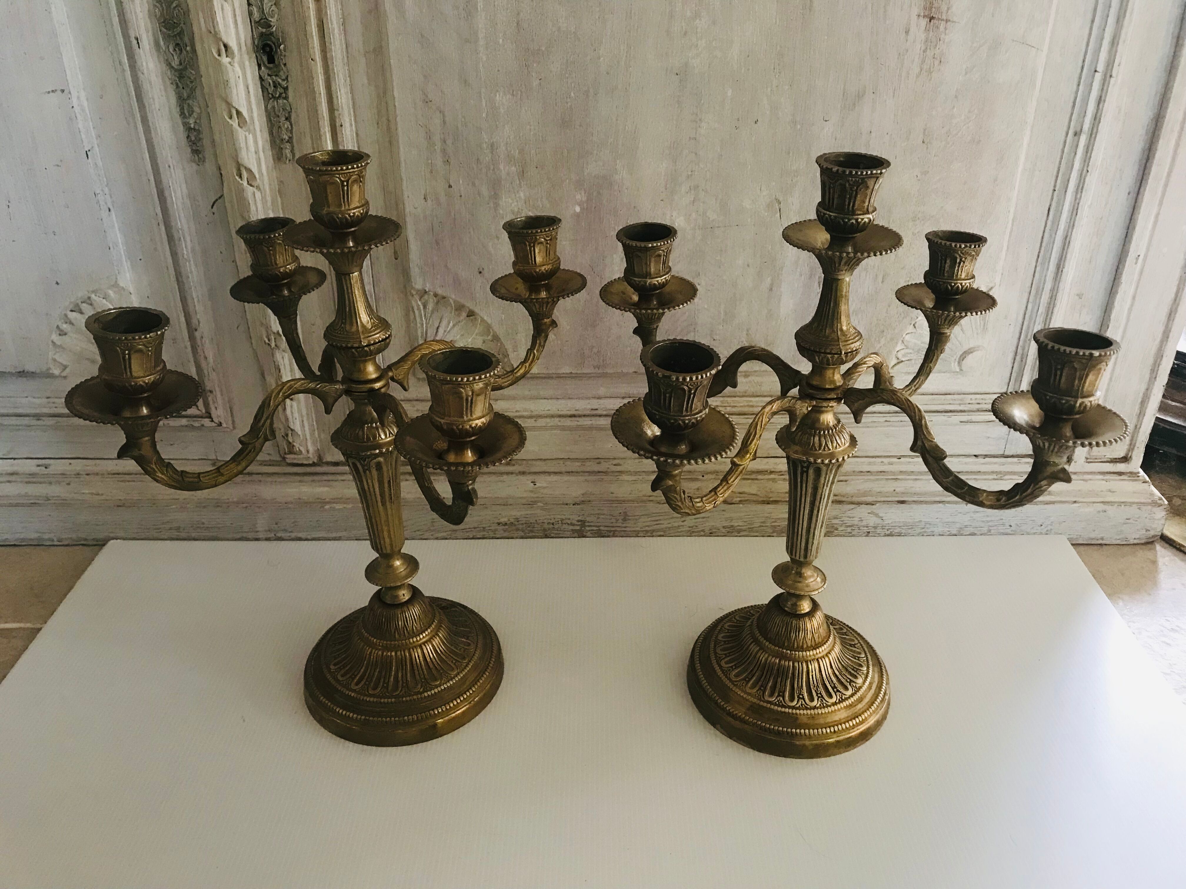 Pair of gilded bronze chandeliers