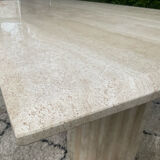 Large vintage dining table in travertine in the 1970s Carpa style.