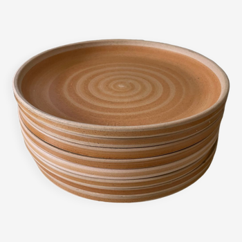 Set of 8 flat plates in Sarreguemines stoneware
