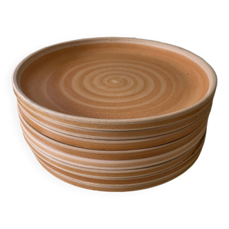 Set of 8 flat plates in Sarreguemines stoneware