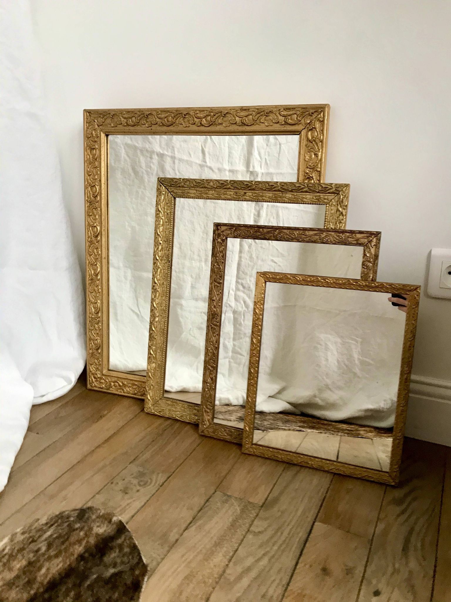 set of 4 mirrors in wood and gilded stucco early 20th century
