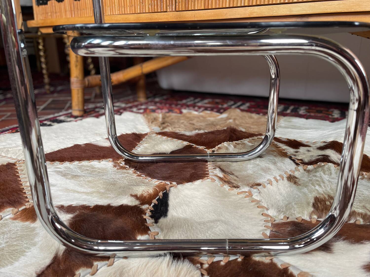 Chrome and smoked glass side table 1970