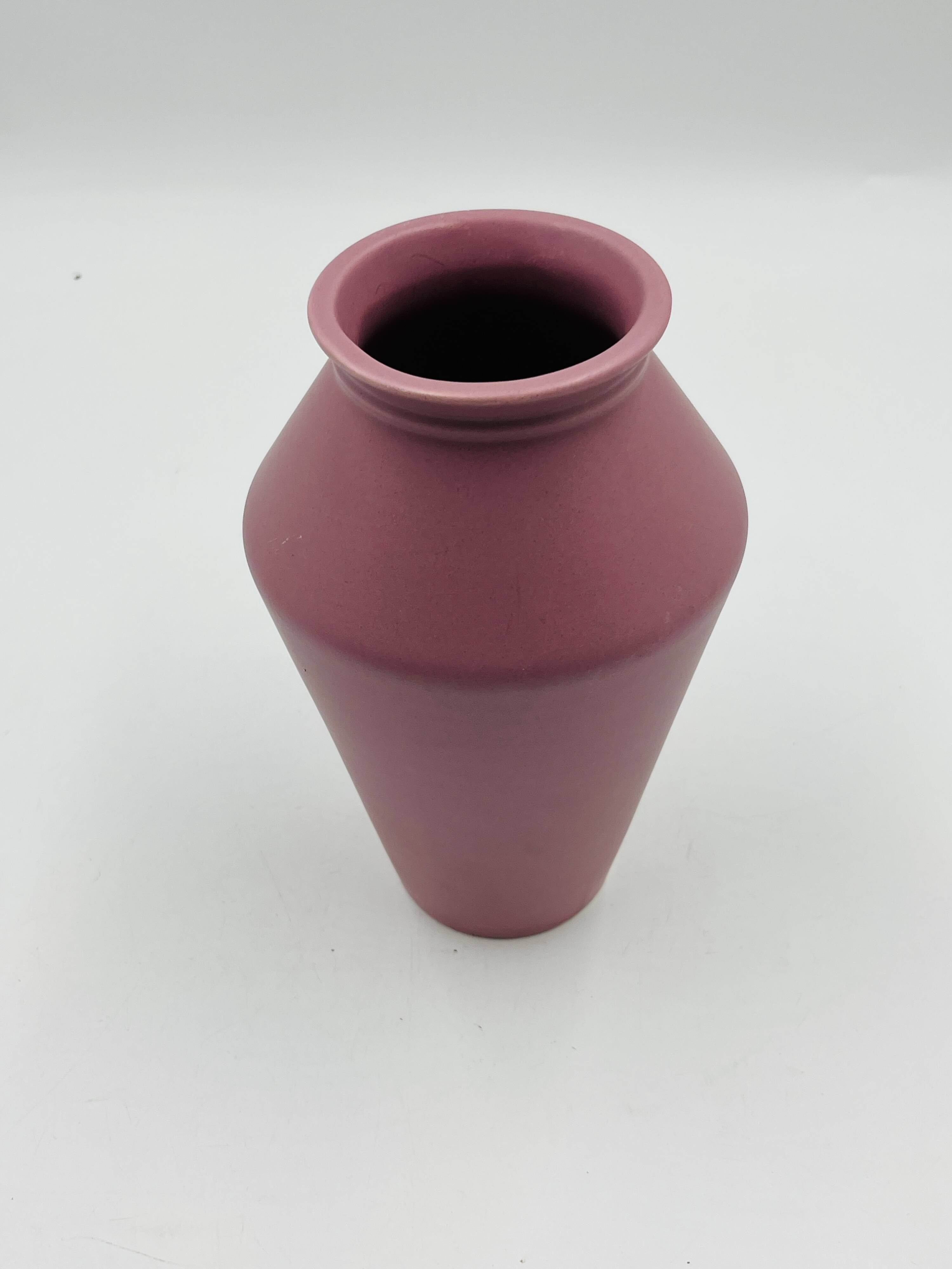 Vintage matte powder pink ceramic vase
