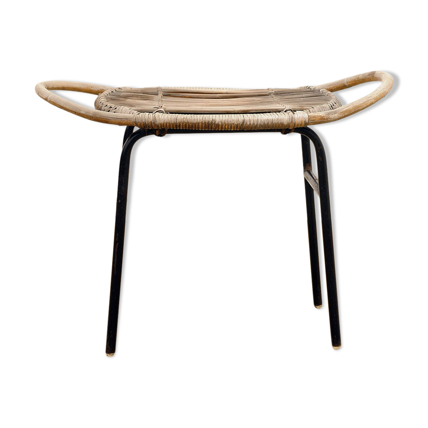 Mid century rattan stool by Alan Fuchs for Uluv 1960´s Czechoslovakia