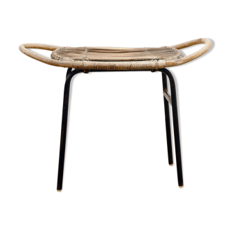 Mid century rattan stool by Alan Fuchs for Uluv 1960´s Czechoslovakia