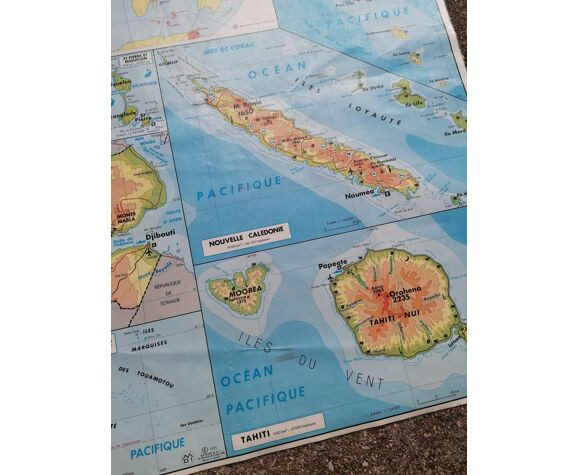 Ancienne carte MDI des départements et térritoires français d'outre mer -  DOM-TOM | Selency