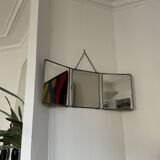 Large vintage barber's triptych mirror 1960