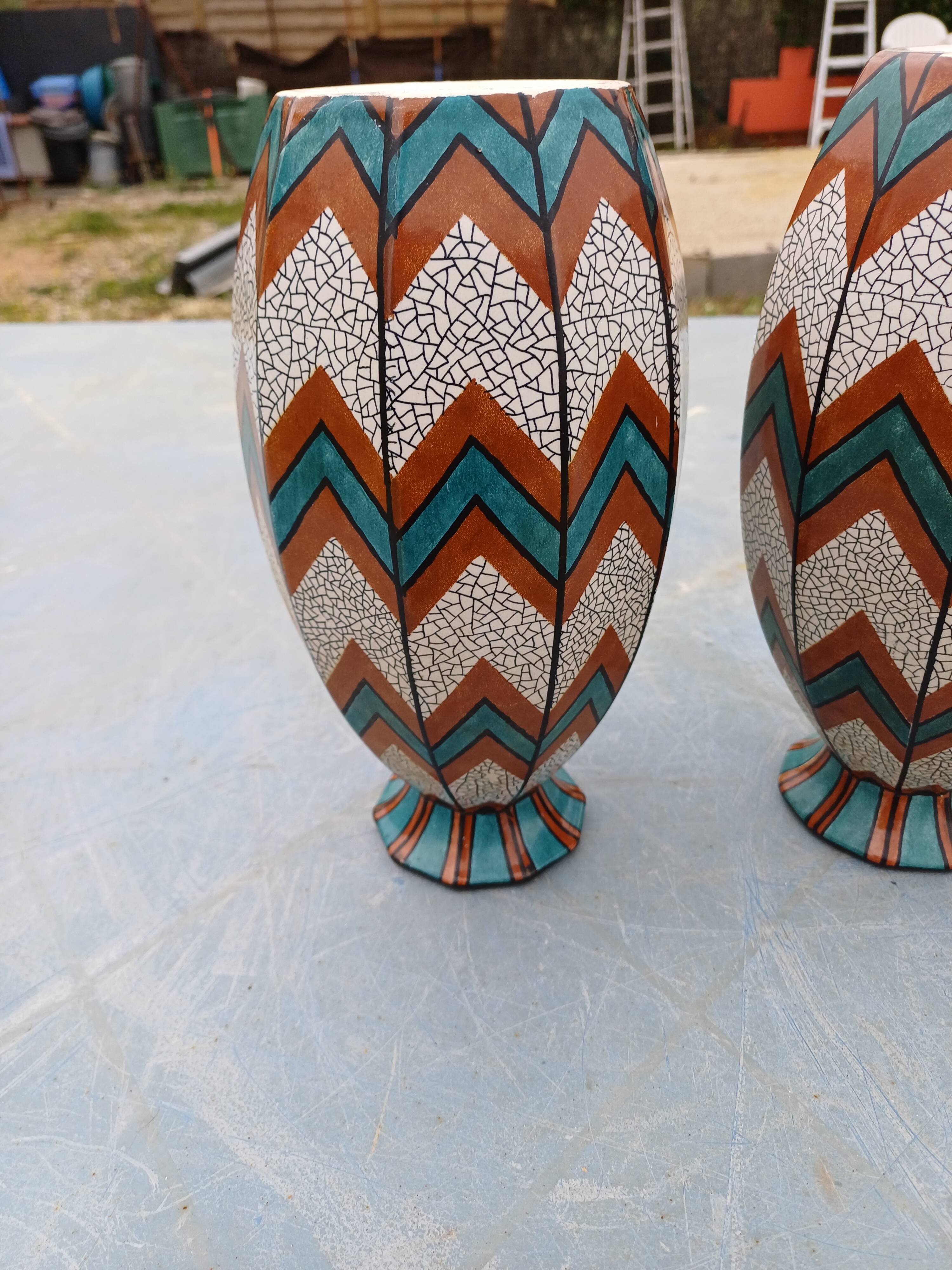 Paire de Vases Art Déco Sarreguemines