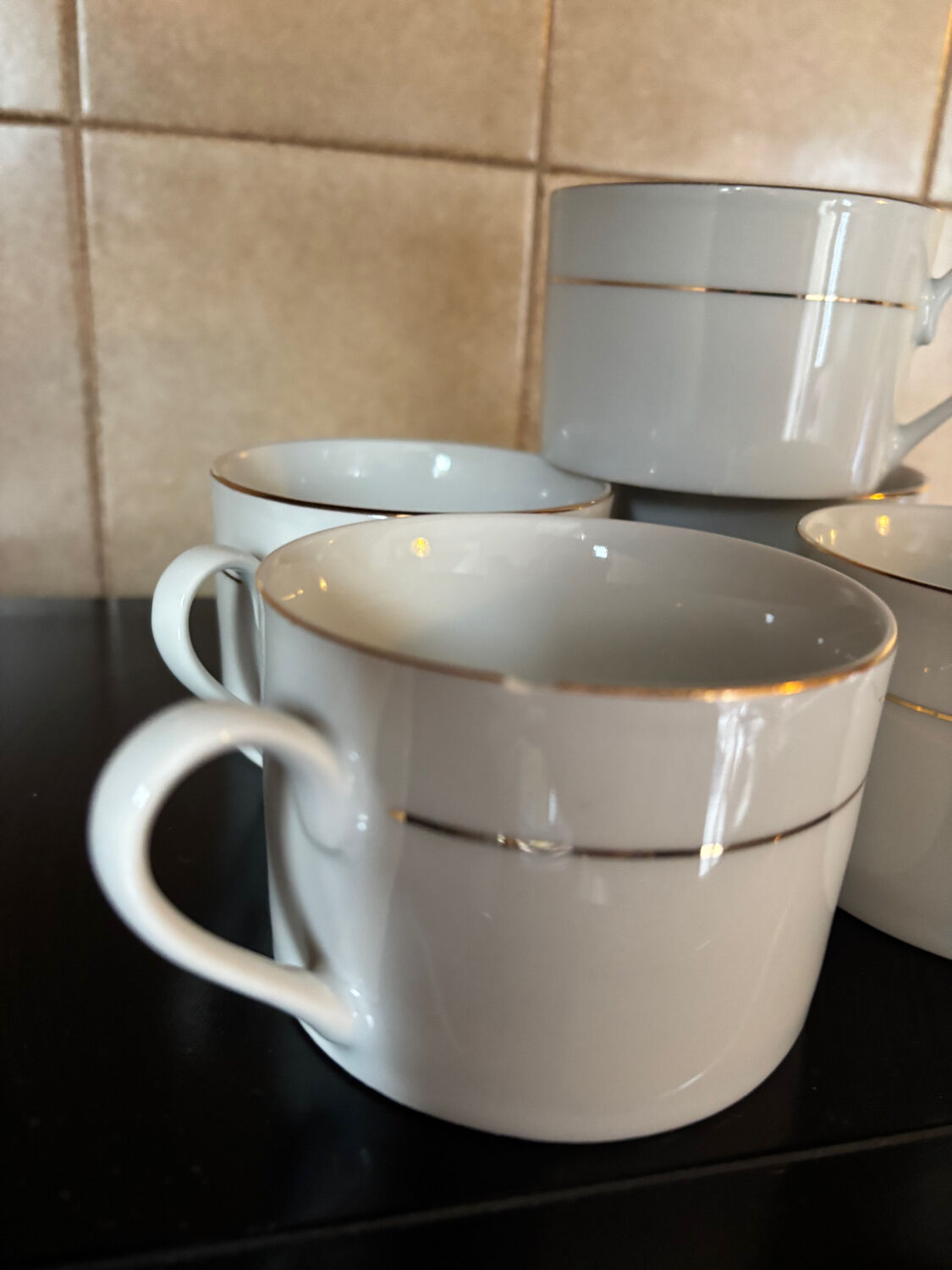 Set of six porcelain cups