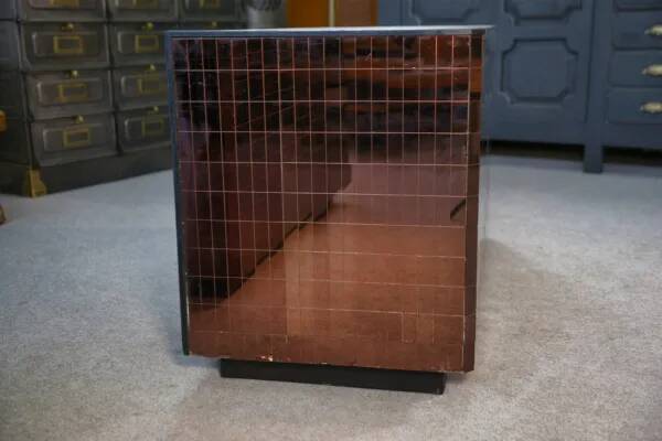 Set of 2 smoked mirrored dressing tables/jewelry counters with drawers 1970s