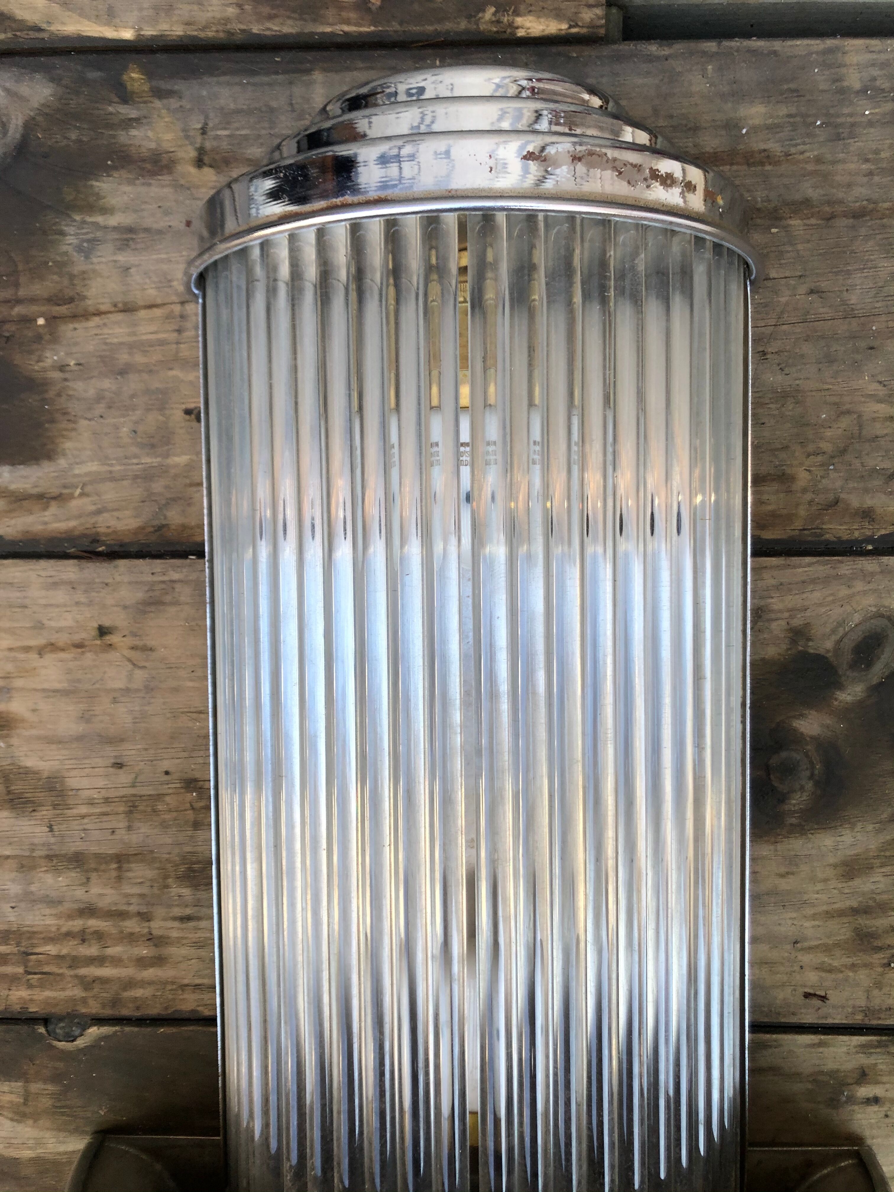 Art Deco Henri Petitot chrome and glass tubes