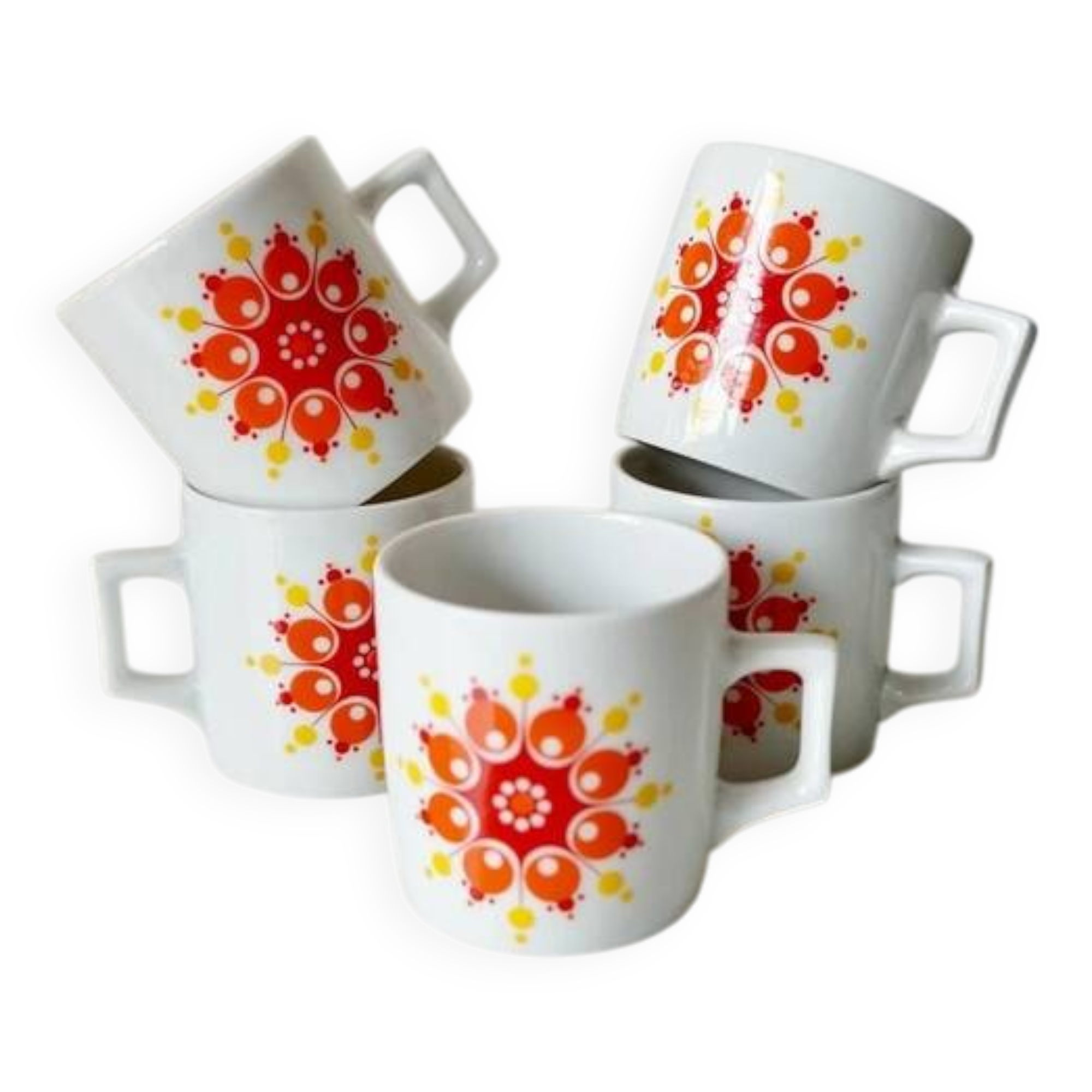 Set of 5 porcelain coffee cups from the 70s - Bavaria Germany