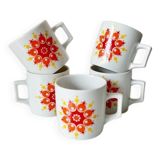 Set of 5 porcelain coffee cups from the 70s - Bavaria Germany