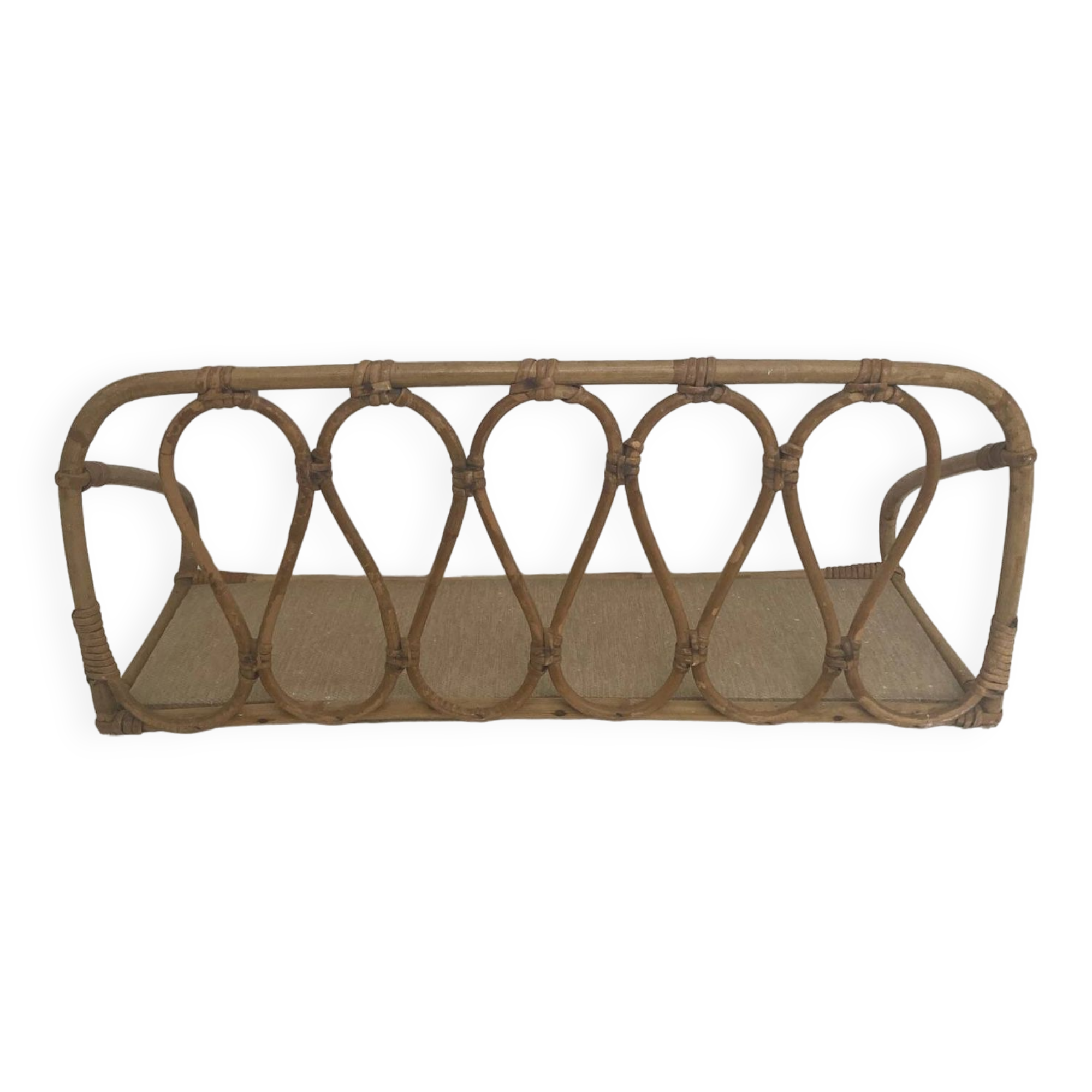 Vintage rattan shelf by Louis Sognot in the 60s Bookshelf