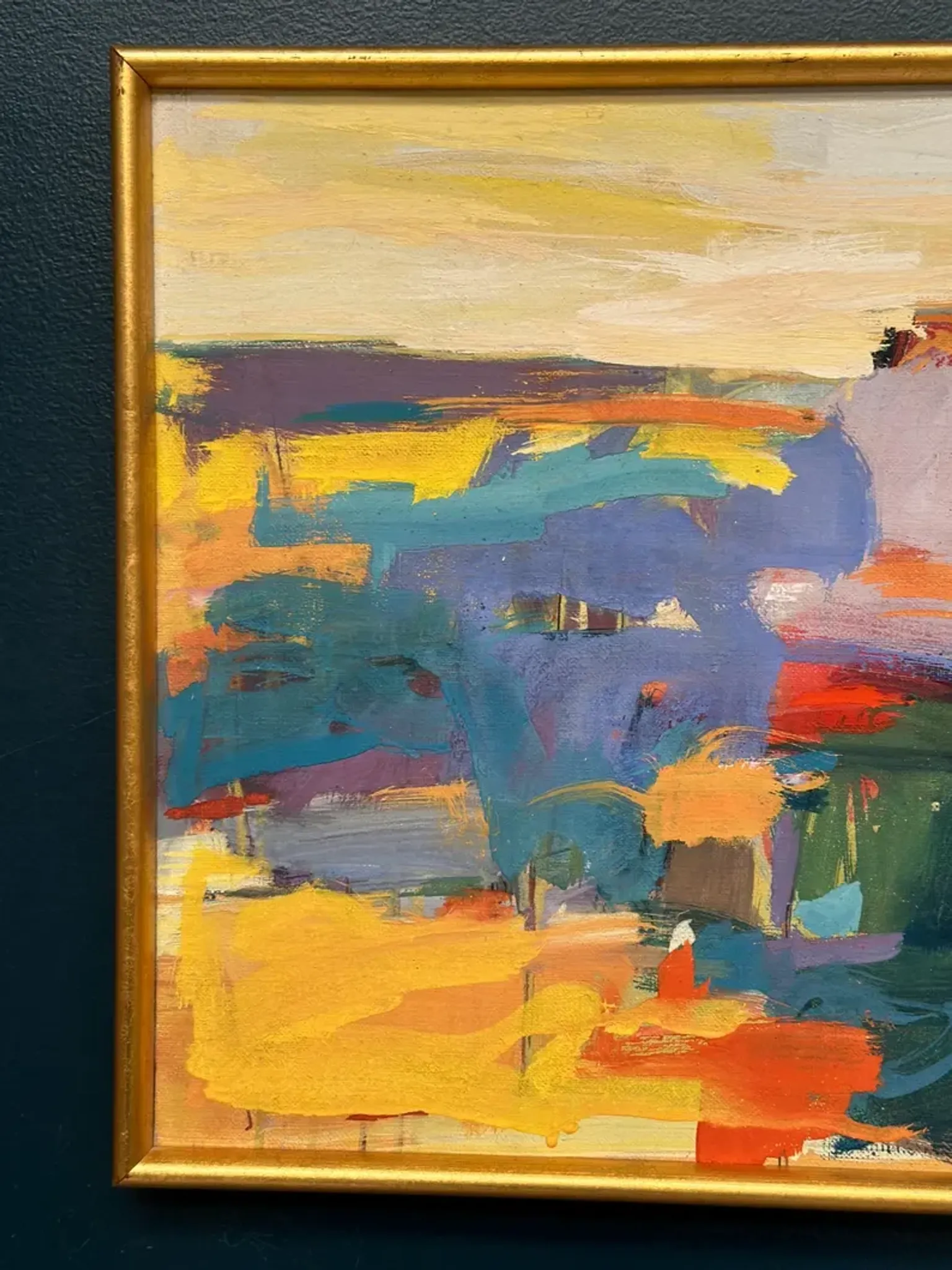 Original Oil on Canvas – “Abstract” by Ubaid Syed – Signed – Vintage & Framed – 53 × 43 cm (20.9" × 16.9")