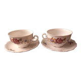 2 cups and saucers in german porcelain lehmann weiden (bavaria)