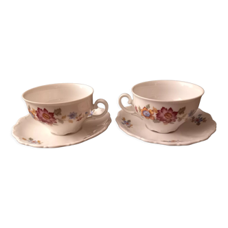 2 cups and saucers in german porcelain lehmann weiden (bavaria)