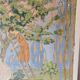 Large painting on canvas from the 20th century mounted on a frame - rural scene.