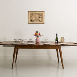 Custom-made solid walnut dining table with 4 extensions, for 6 to 16 people