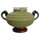 Metal, wood, and engraved glass vase. Swedish grace, 1930s.