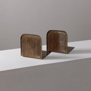 Pair of hand-hammered brass bookends by Hayno Focken