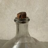 Dame Jeanne in transparent blown glass with bubbles and cut neck xl