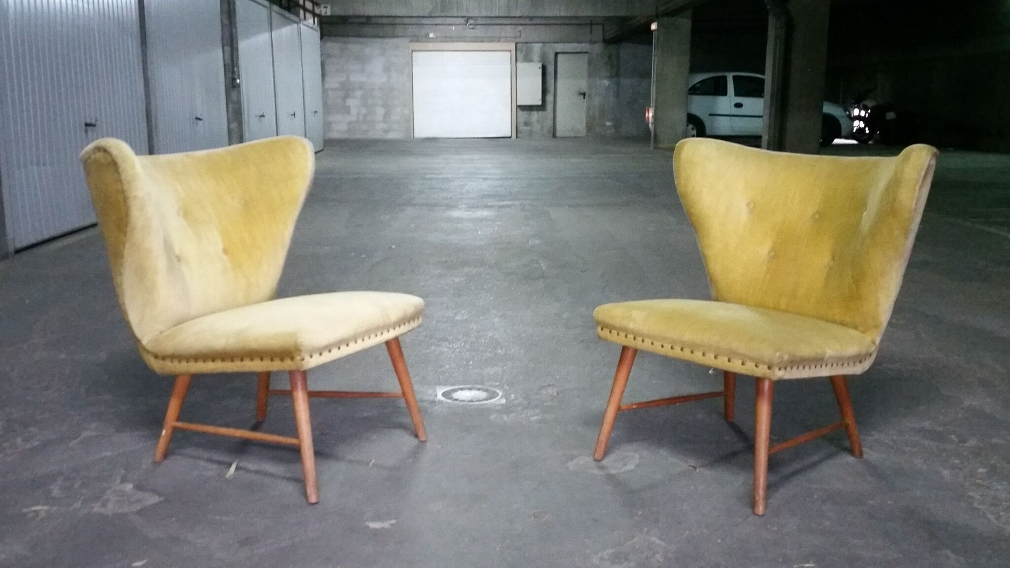 Yellow green trio of drivers at Danish flesh wing ears Elias Svedberg years 50/60