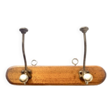 Vintage wooden wall coat rack - double hook