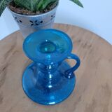 Biot low blown glass candlestick