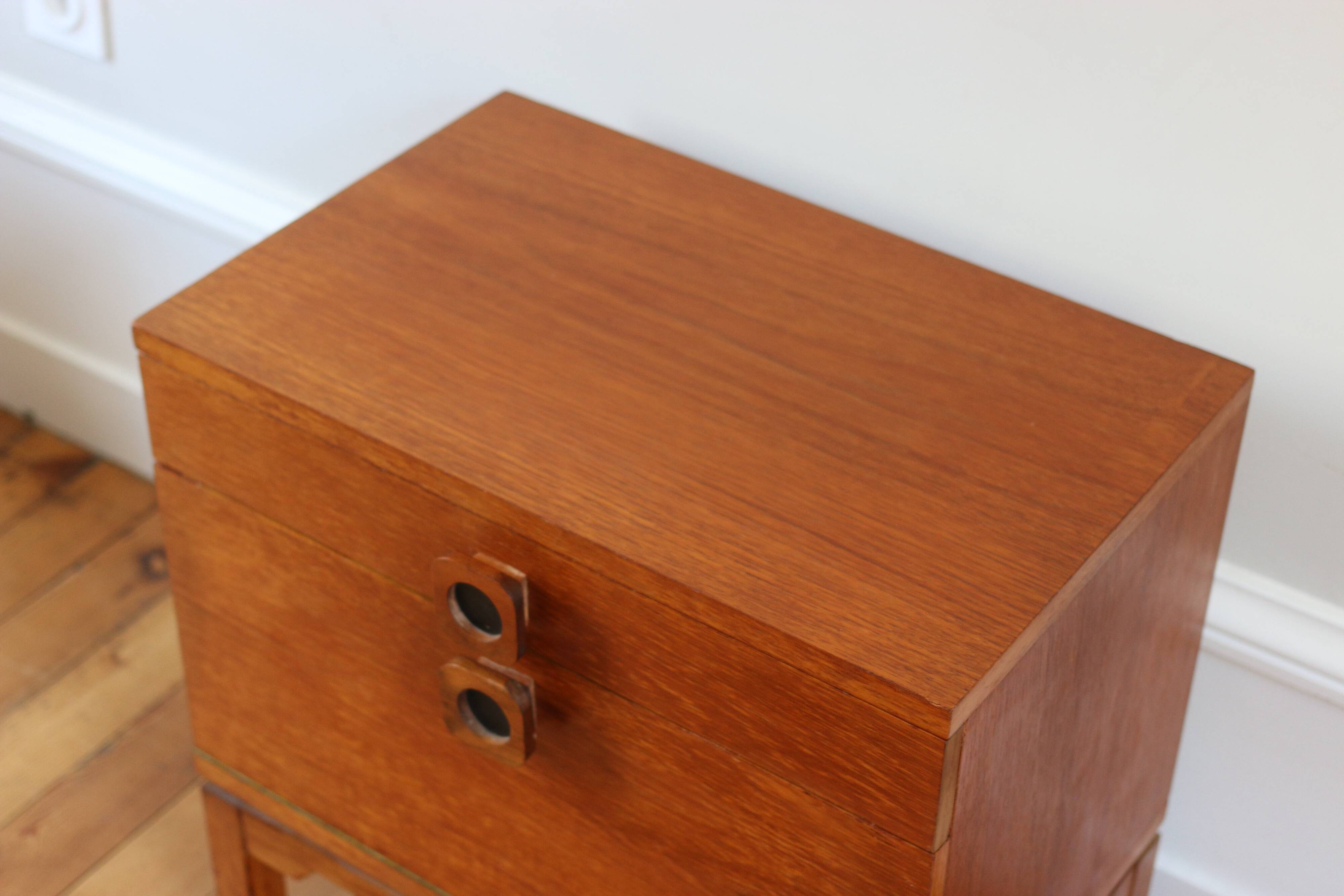 Vintage modernist oak bedside table 1960