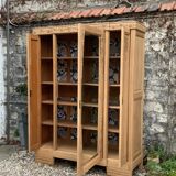 Parisian Art Deco style wardrobe in solid raw oak, 1950