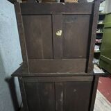 Cabinet called "d'Ile-de-France" with two recessed bodies in oak and marble slabs circa 1800