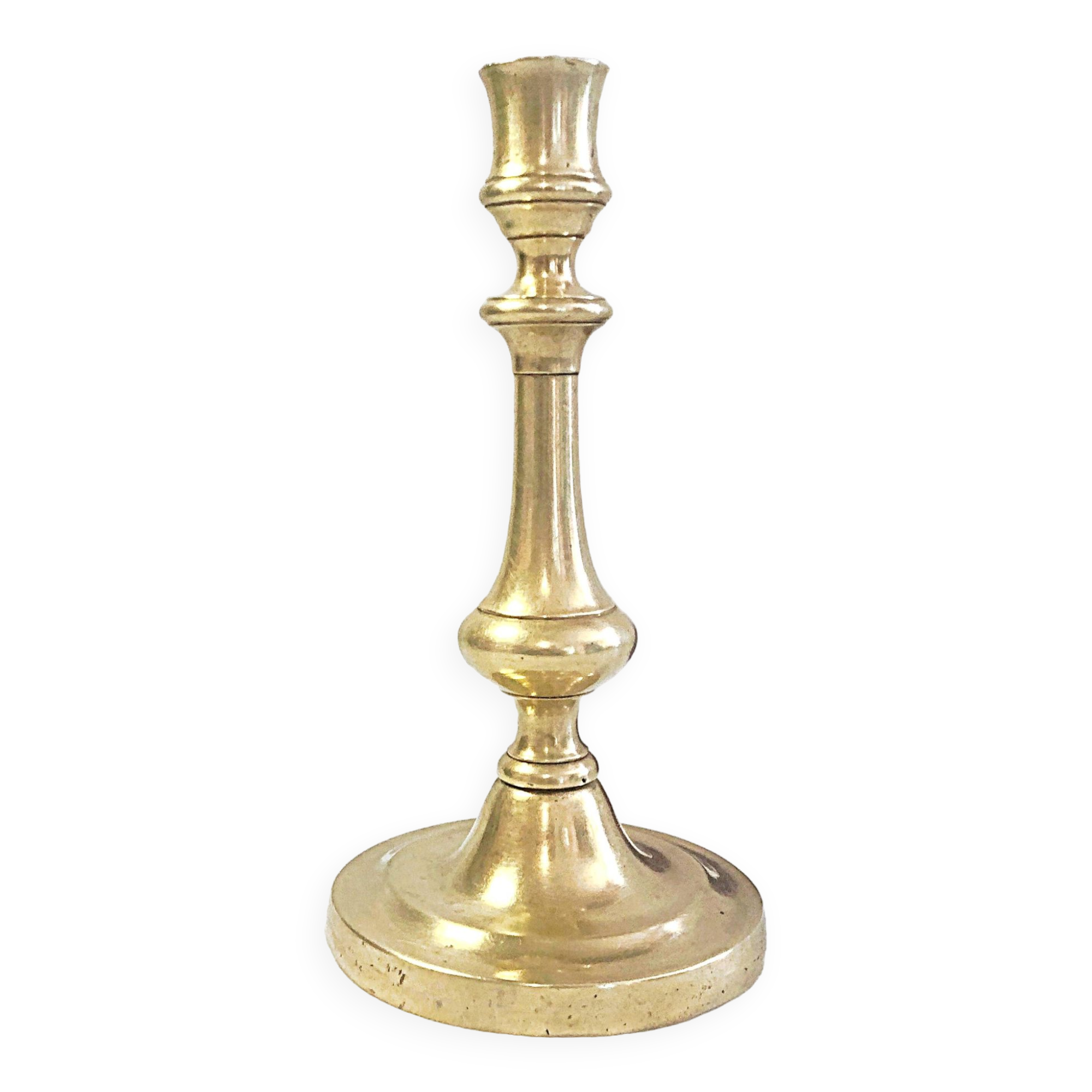 19th century gilded copper torch candle holder