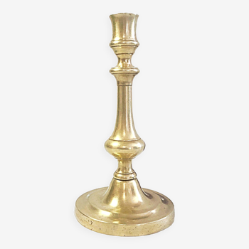 19th century gilded copper torch candle holder